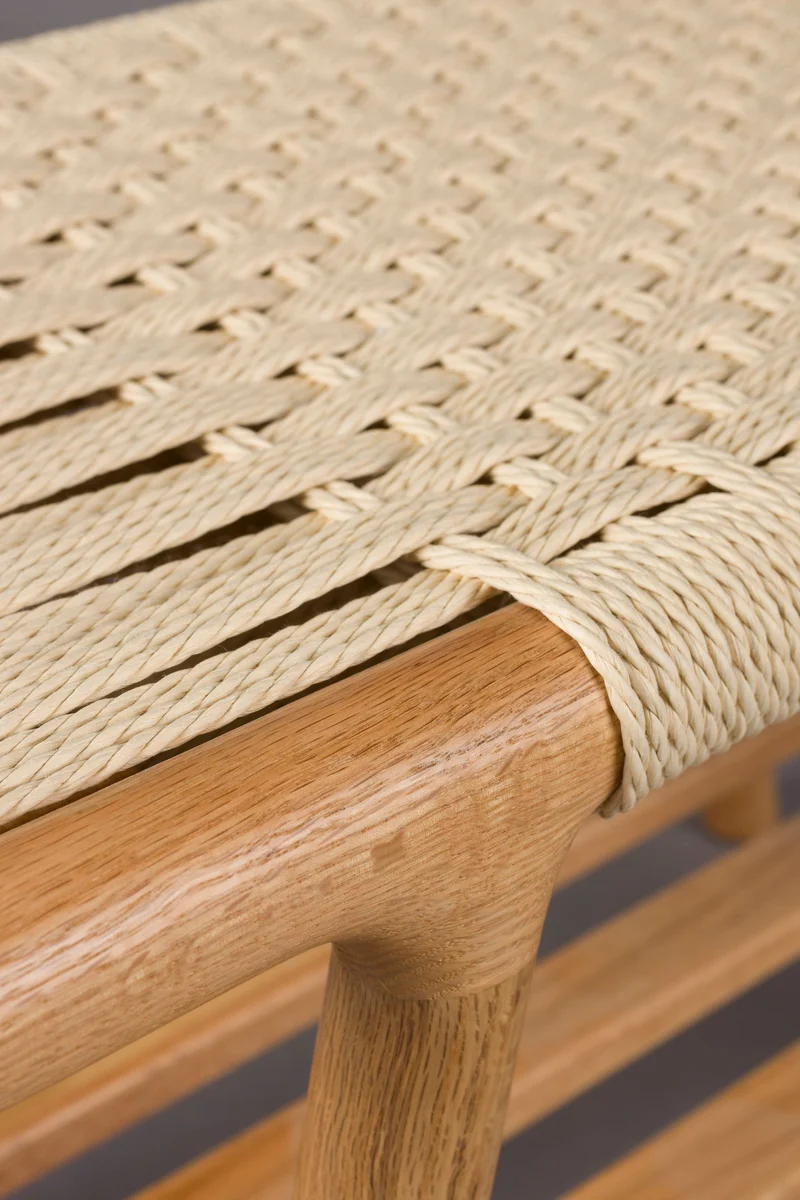 Dutchbone Hocker Kintaro – Natur, Massives Eichenholz, 35 × 60 × 43 cm