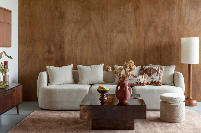 Dutchbone Couchtisch Quinn – Nussbaum, Sperrholz, 90 × 90 × 40 cm