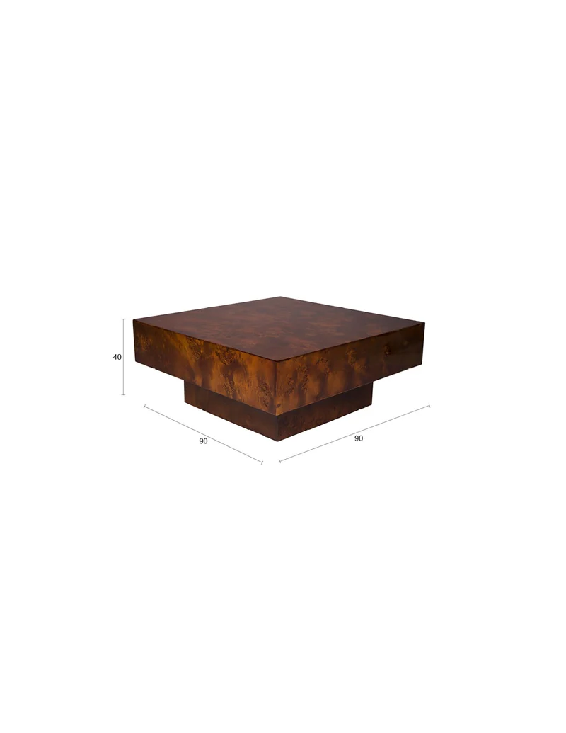 Dutchbone Couchtisch Quinn – Nussbaum, Sperrholz, 90 × 90 × 40 cm