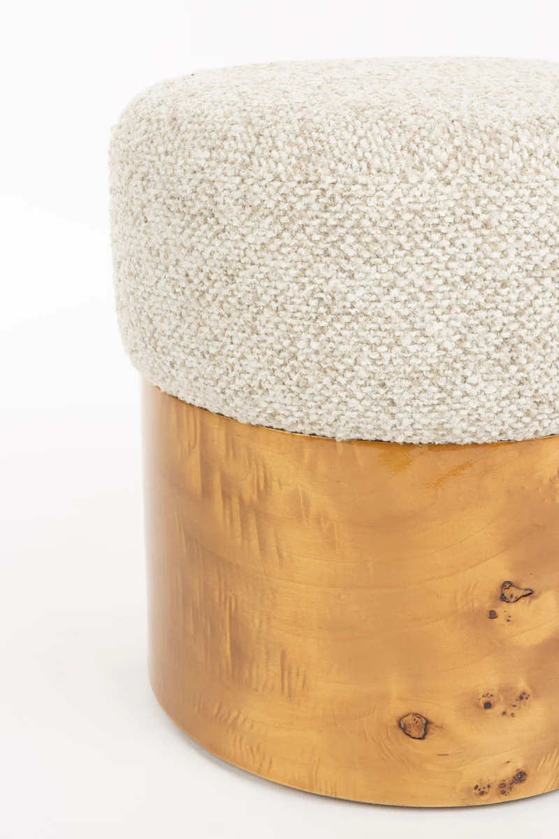 Dutchbone Hocker Burlin – Beige, Holz, 40 × 40 × 44 cm