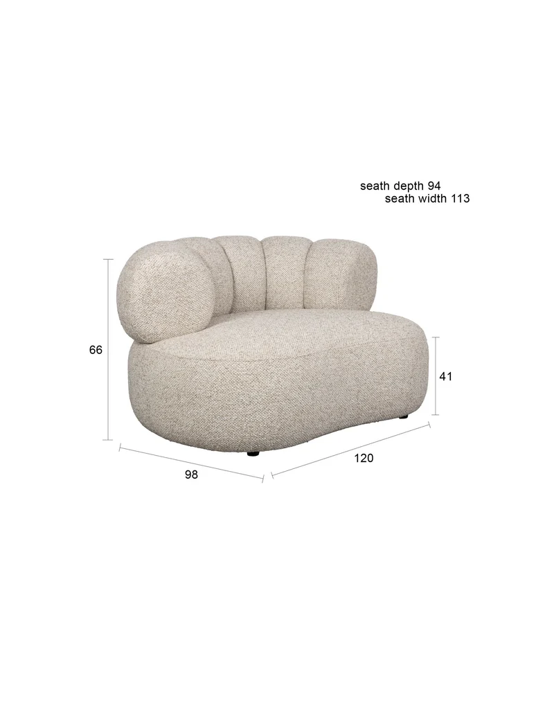 Dutchbone Loungesessel Duvane – Braun, Polyester, 98 × 120 × 66 cm