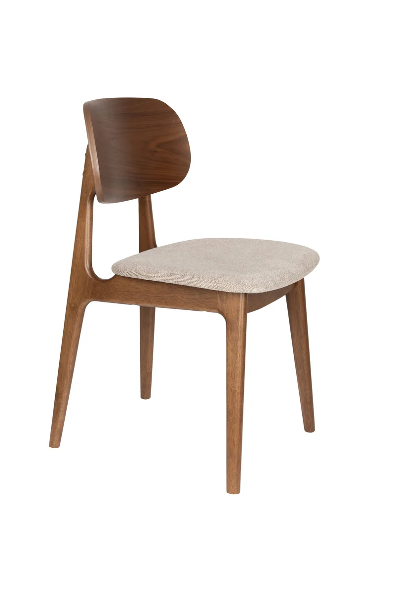 Dutchbone Stuhl Marais Wood – Beige, Polyester, 52 × 44 × 82 cm, 2er-Set