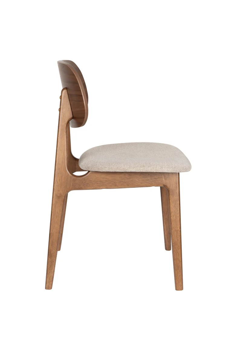 Dutchbone Stuhl Marais Wood – Beige, Polyester, 52 × 44 × 82 cm, 2er-Set