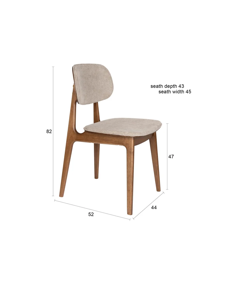 Dutchbone Stuhl Marais – Beige, Polyester, 52 × 44 × 82 cm, 2er-Set