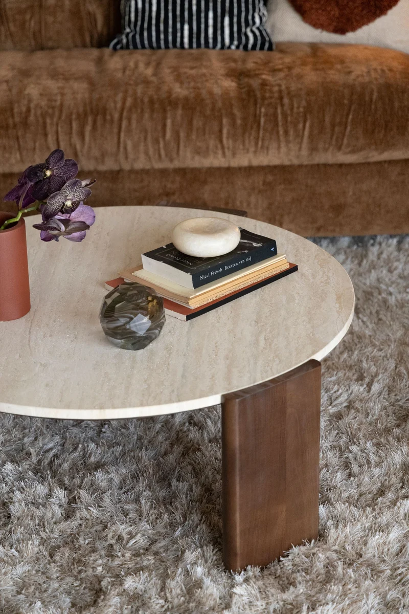 Dutchbone Couchtisch Valcour – Braun, Gummibaumholz, 90 × 90 × 36 cm