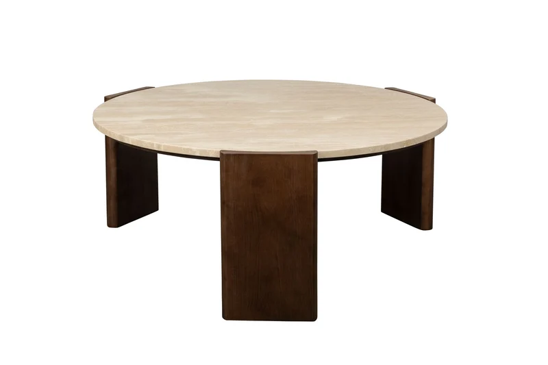 Dutchbone Couchtisch Valcour – Braun, Gummibaumholz, 90 × 90 × 36 cm