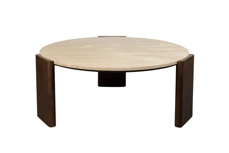 Dutchbone Couchtisch Valcour – Braun, Gummibaumholz, 90 × 90 × 36 cm