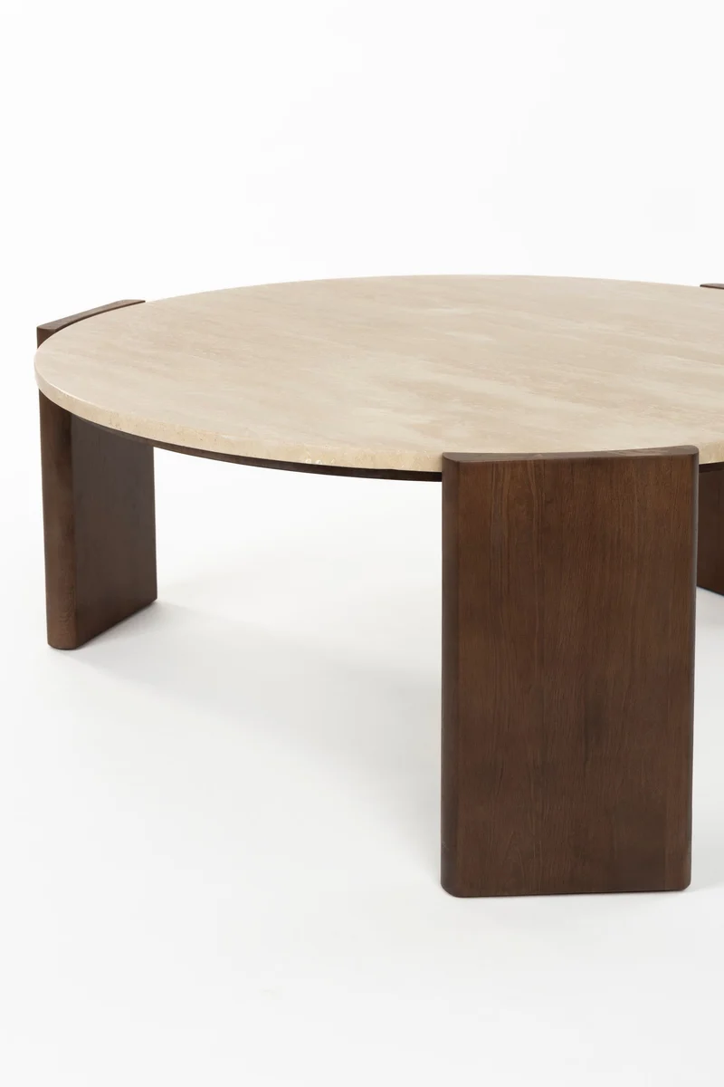 Dutchbone Couchtisch Valcour – Braun, Gummibaumholz, 90 × 90 × 36 cm