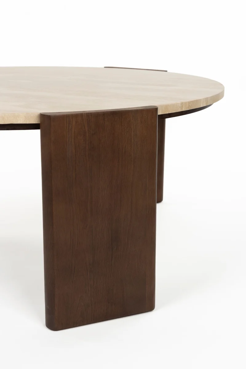 Dutchbone Couchtisch Valcour – Braun, Gummibaumholz, 90 × 90 × 36 cm