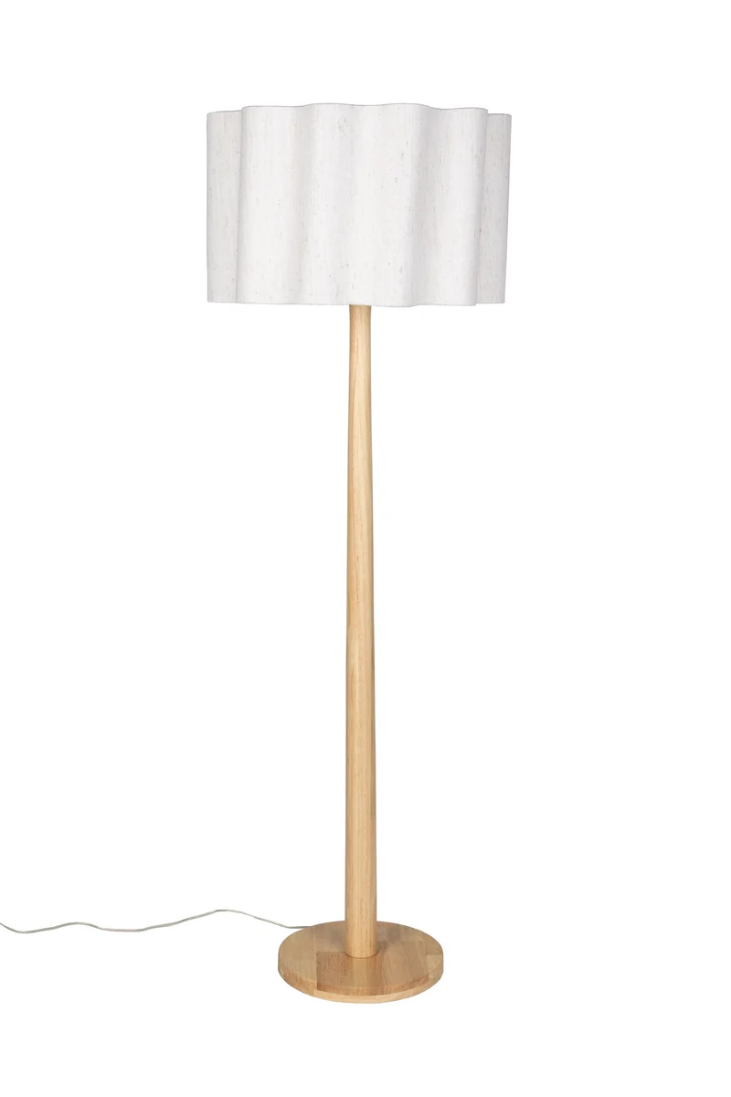 Dutchbone Stehleuchte Scallop – Natur, Gummibaumholz, 30 × 50 × 149 cm