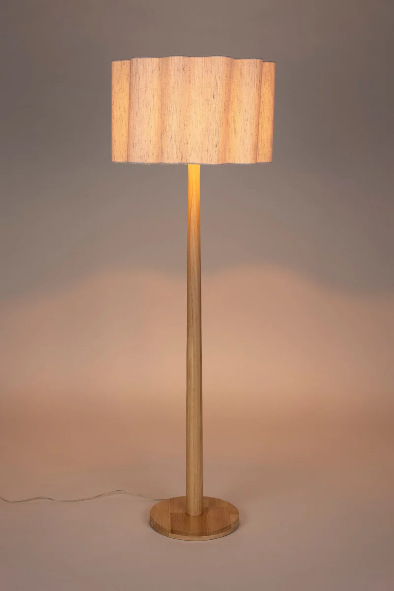 Dutchbone Stehleuchte Scallop – Natur, Gummibaumholz, 30 × 50 × 149 cm