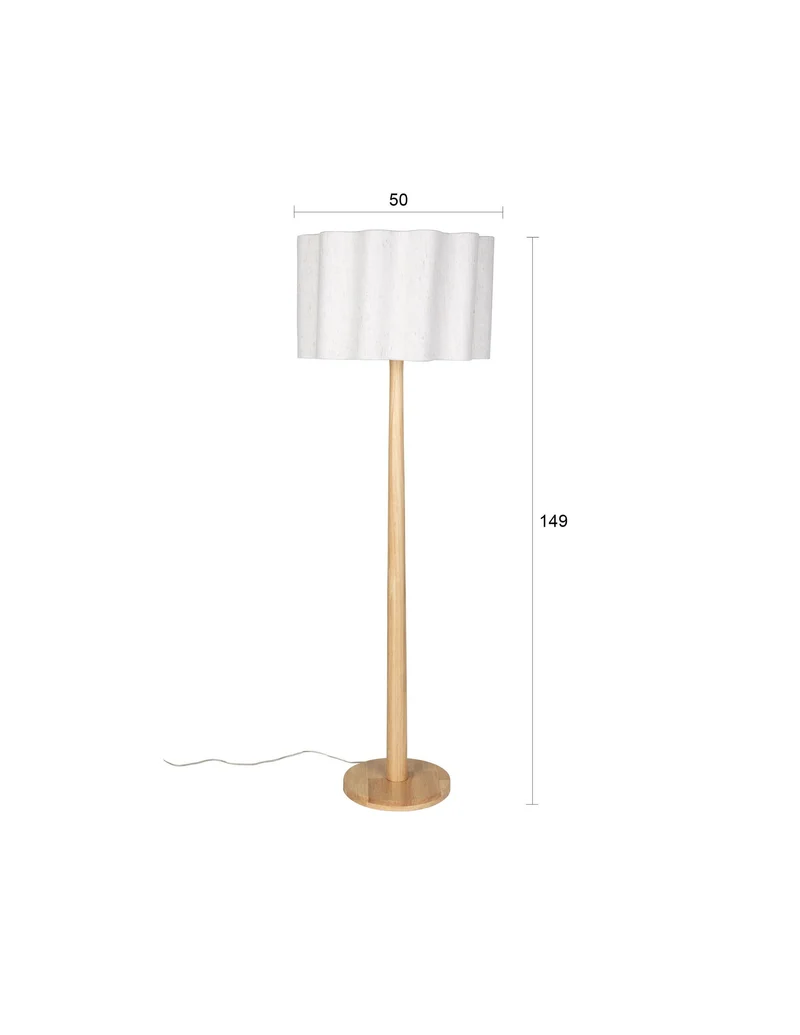 Dutchbone Stehleuchte Scallop – Natur, Gummibaumholz, 30 × 50 × 149 cm