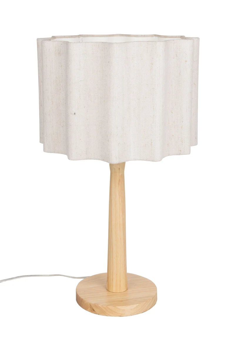 Dutchbone Tischleuchte Scallop – Natur, Gummibaumholz, 30 × 30 × 51 cm