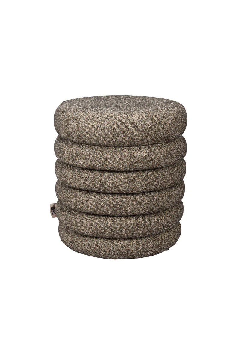 Dutchbone Hocker Fern – Schwarz, Polyester, 37 × 37 × 43 cm