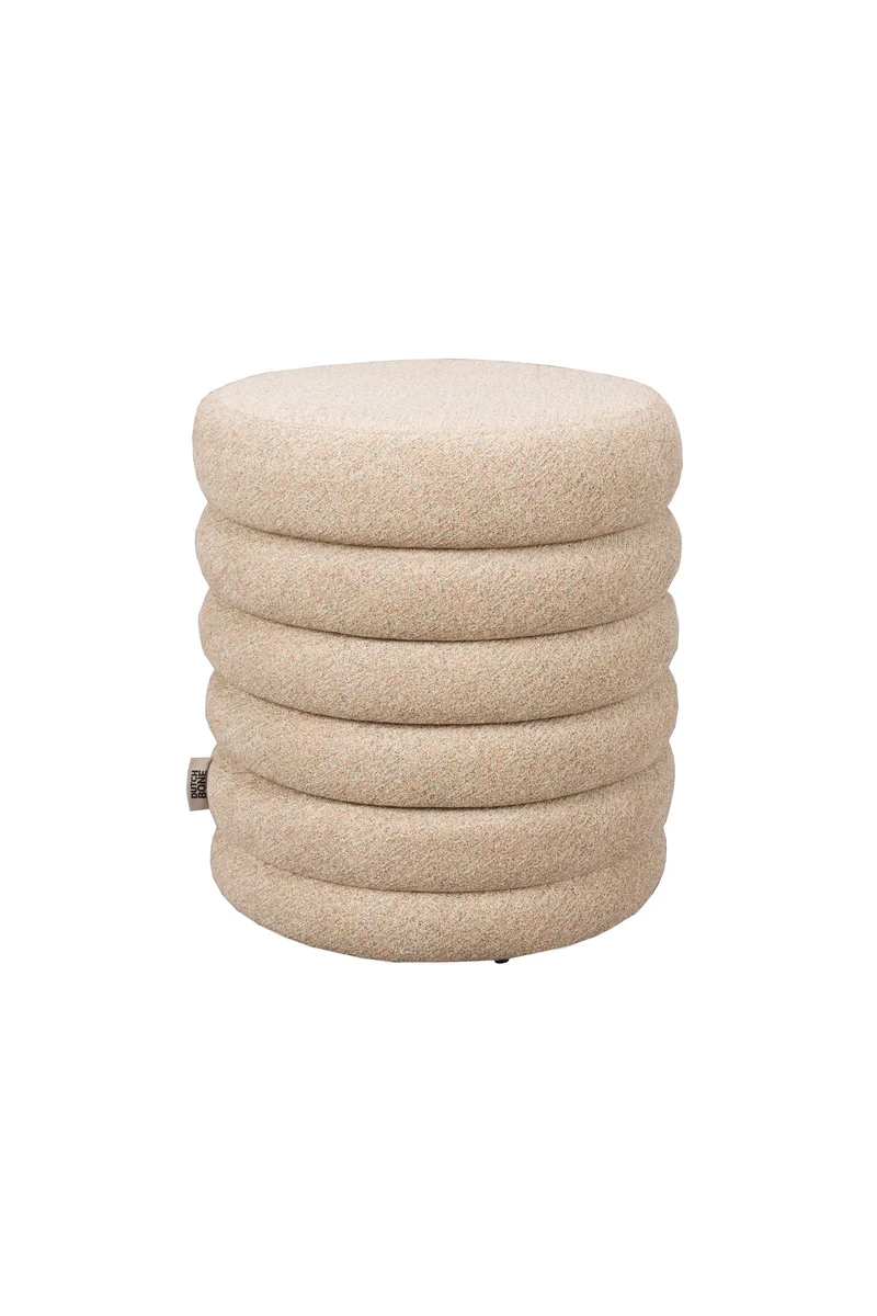 Dutchbone Hocker Fern – Beige, Polyester, 37 × 37 × 43 cm