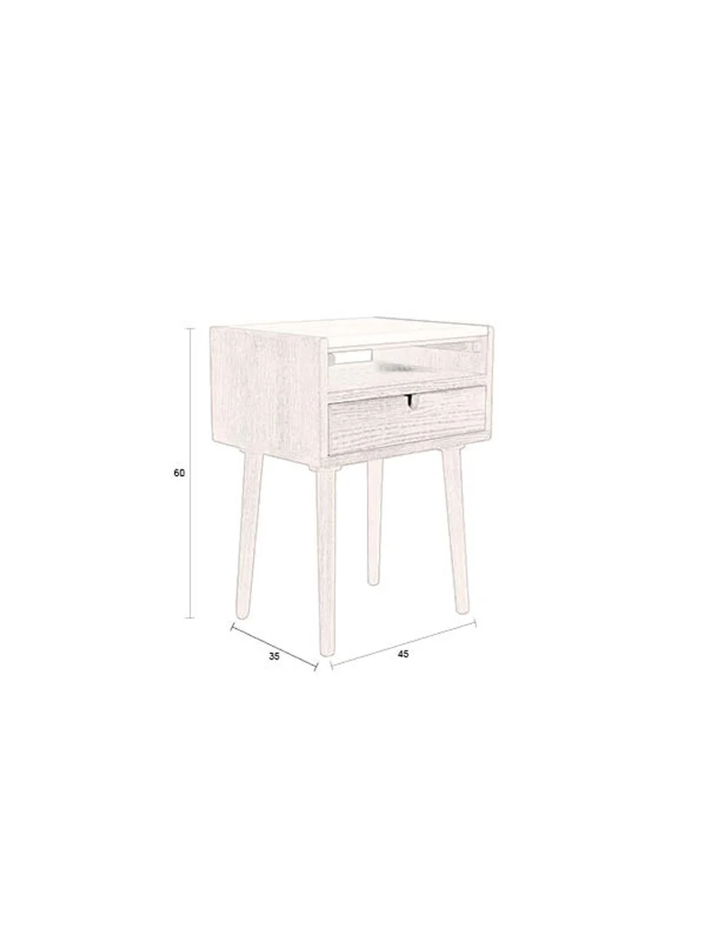 Dutchbone Beistelltisch Bedstand Arda – Braun, Holz, 45 × 35 × 60 cm