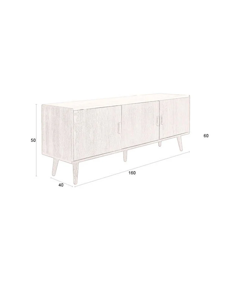 Dutchbone Sideboard Arda – Beige, Holz, 40 × 160 × 60 cm