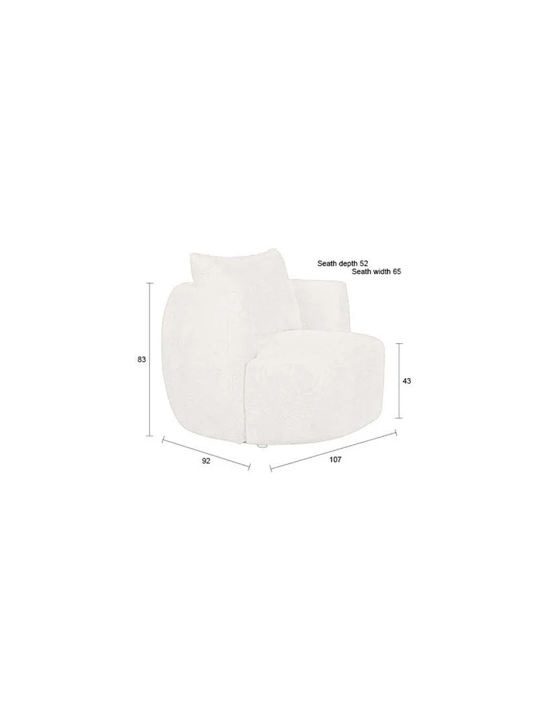 Dutchbone Loungesessel Rocca – Cappuccino, Stoff, 92 × 107 × 83 cm