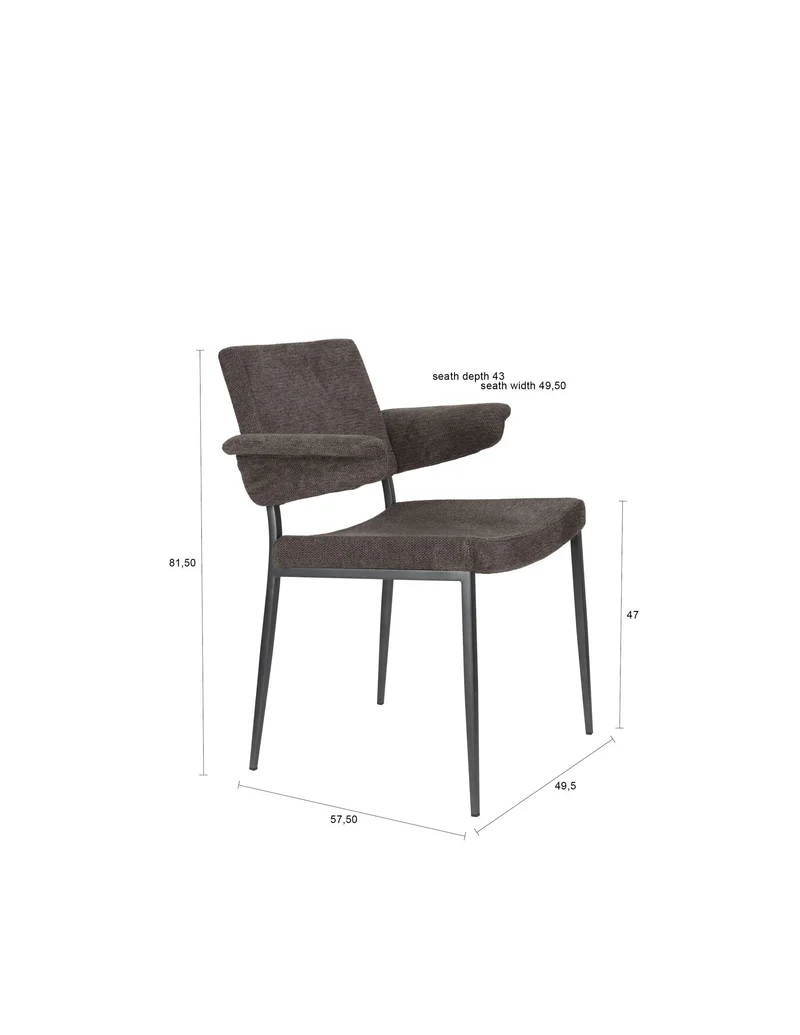 Dutchbone Sessel Portland – Grau, Polyester, 57,5 × 49,5 × 81,5 cm, 2er-Set