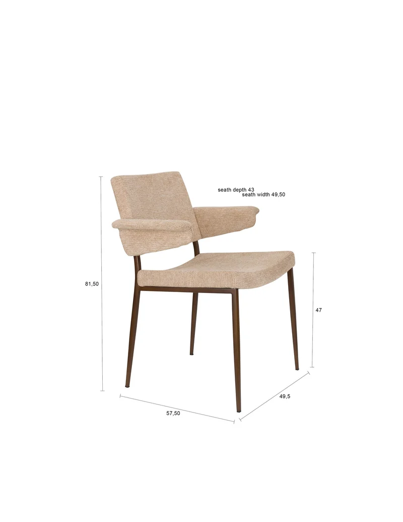Dutchbone Sessel Portland – Beige, Polyester, 57,5 × 59,5 × 81,5 cm, 2er-Set
