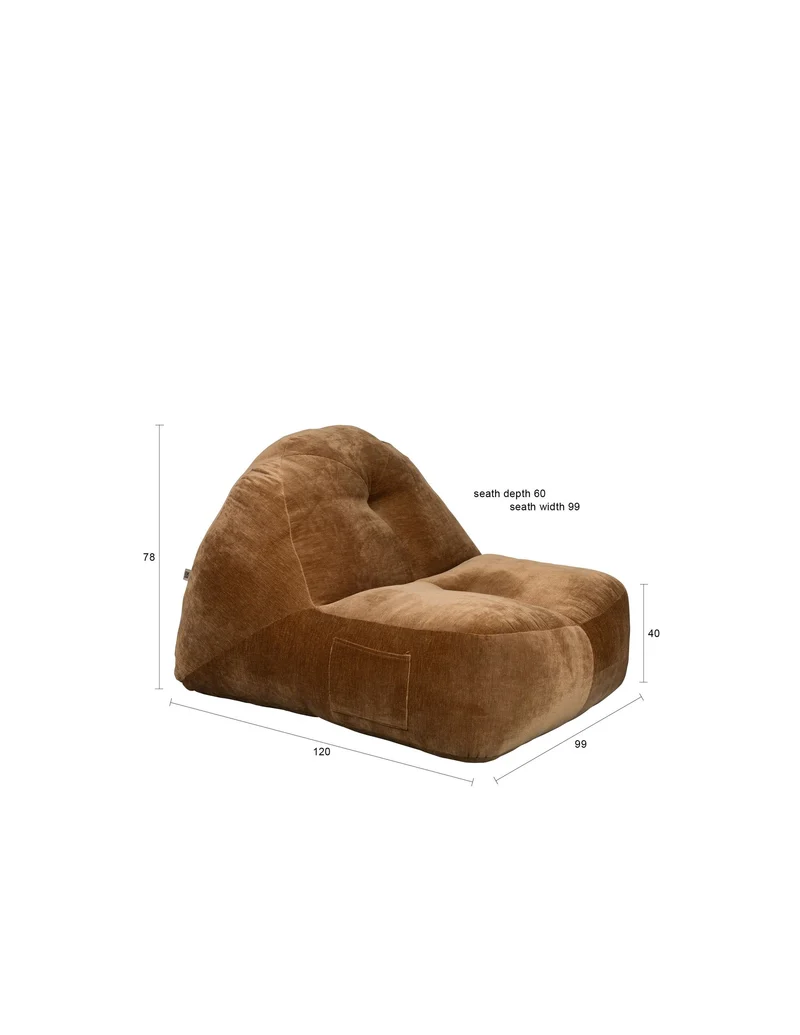 Dutchbone Loungesessel Tombag – Braun, Polyester, 120 × 99 × 78 cm