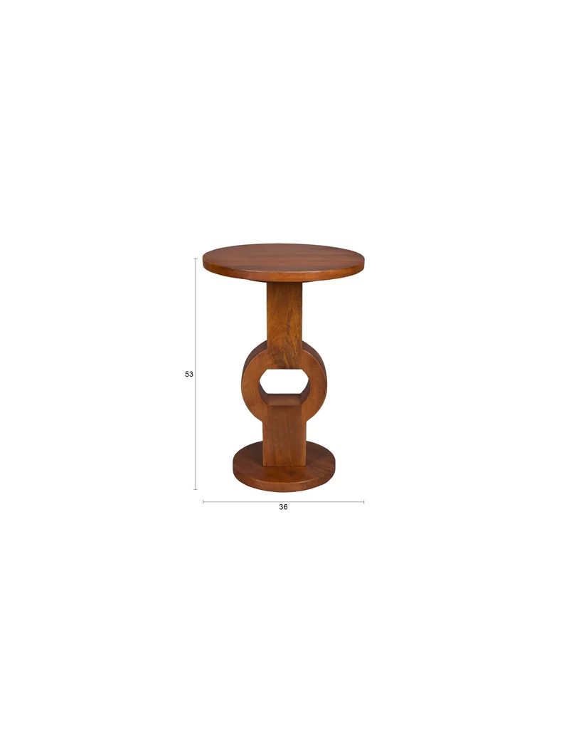 Dutchbone Beistelltisch Tondo – Braun, Mangoholz, 36 × 36 × 53 cm
