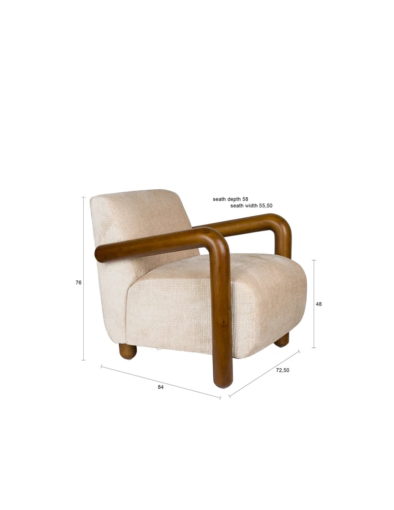 Dutchbone Loungesessel Robinson – Beige, Polyester, 84 × 72,5 × 76 cm