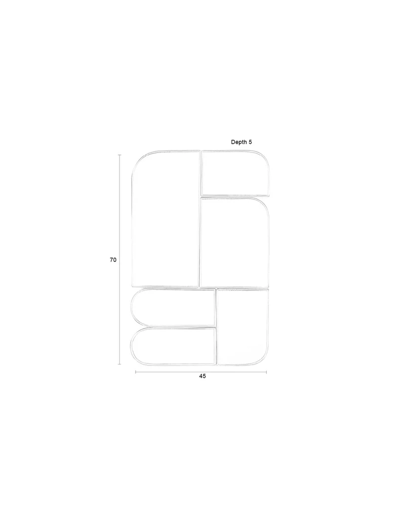 Zuiver Spiegel Glamour – Dunkelbraun, Eisen, 70 × 45 × 5 cm