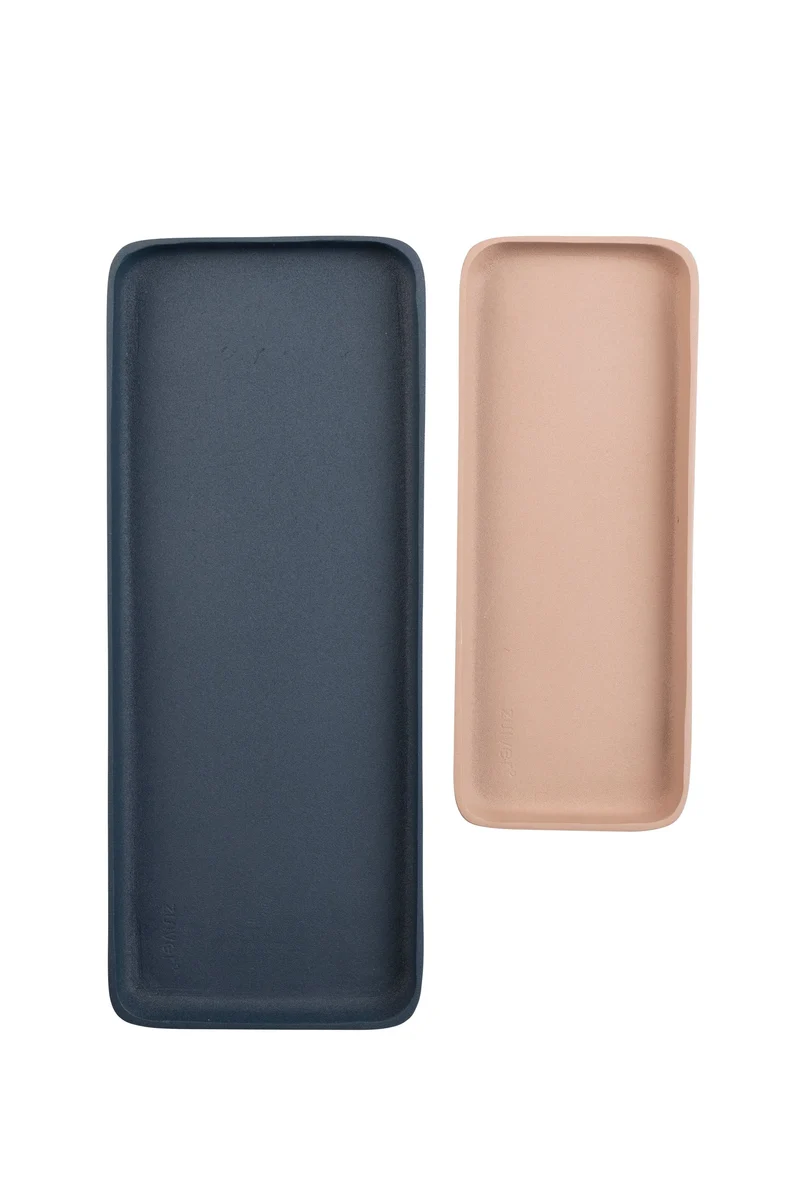 Zuiver Tablett Rebel Set Of 2 Blue – Pink, Aluminium, 39,5 × 15,5 × 2,5 cm