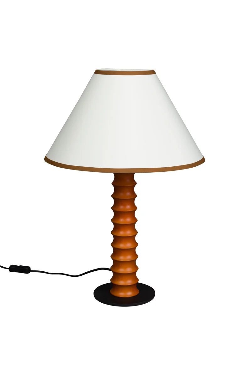 Dutchbone Tischleuchte Horace – Braun, Massives Eichenholz, 30 × 30 × 64 cm