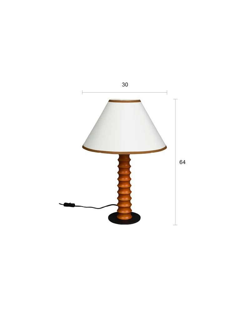 Dutchbone Tischleuchte Horace – Braun, Massives Eichenholz, 30 × 30 × 64 cm
