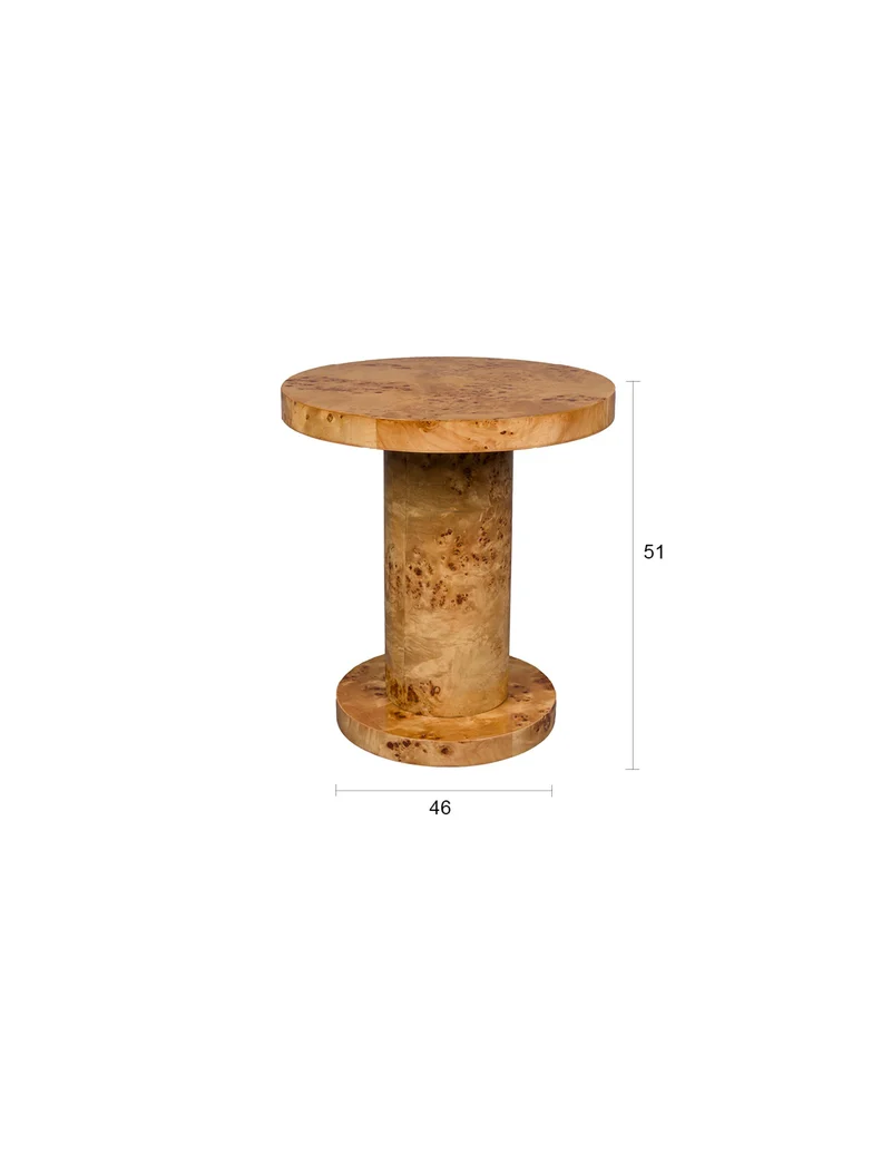 Dutchbone Beistelltisch Quinn – Natur, Sperrholz, 46 × 46 × 51 cm