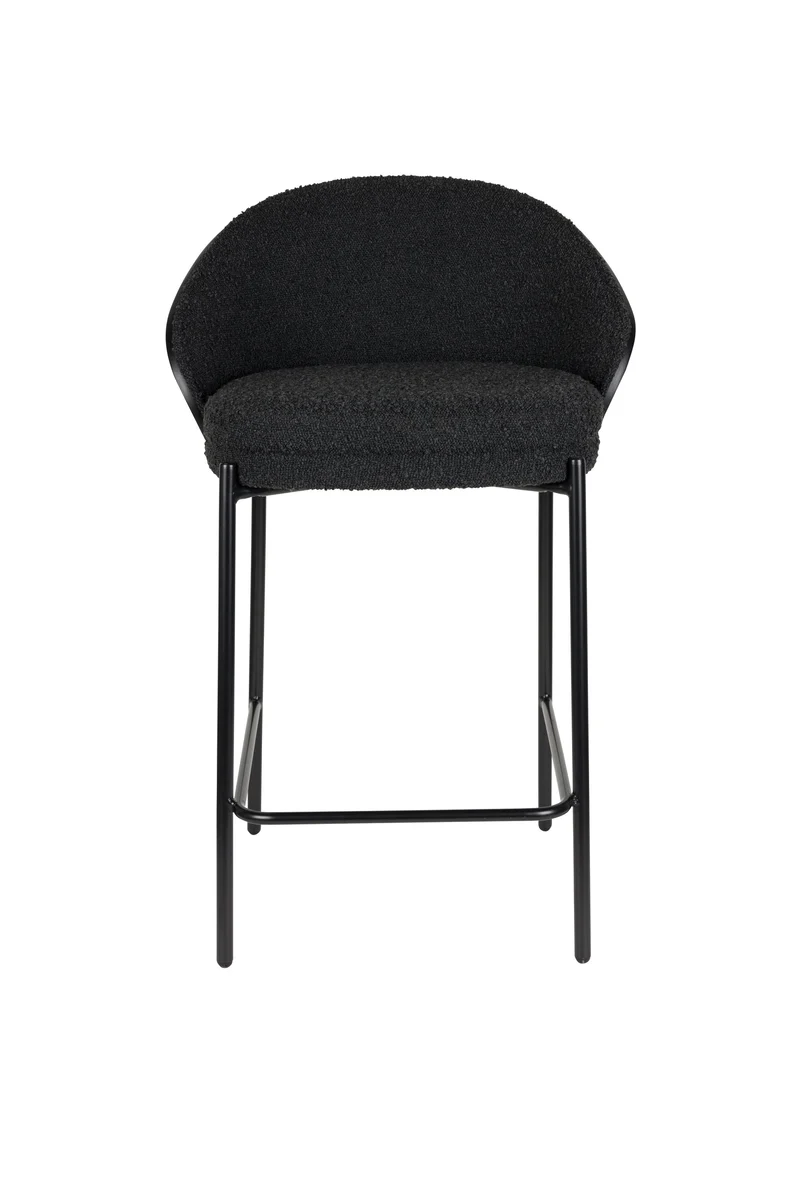 Dutchbone Tresenstuhl Rodin Bouclé – Schwarz, 50 × 53 × 87 cm, 2er-Set