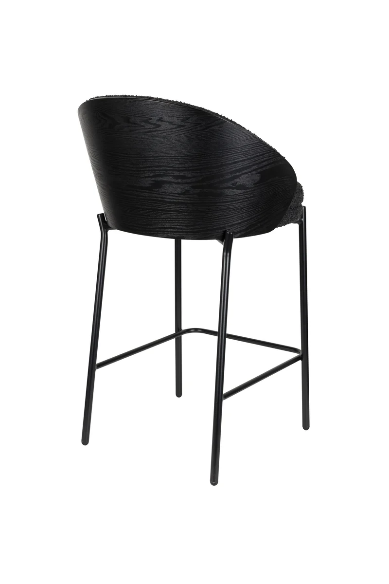 Dutchbone Tresenstuhl Rodin Bouclé – Schwarz, 50 × 53 × 87 cm, 2er-Set