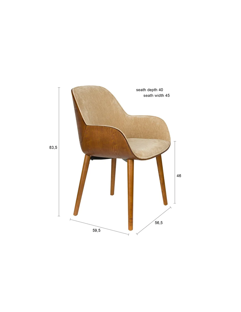 Dutchbone Sessel Taylor – Beige, Polyester, 56,5 × 59,5 × 83,5 cm