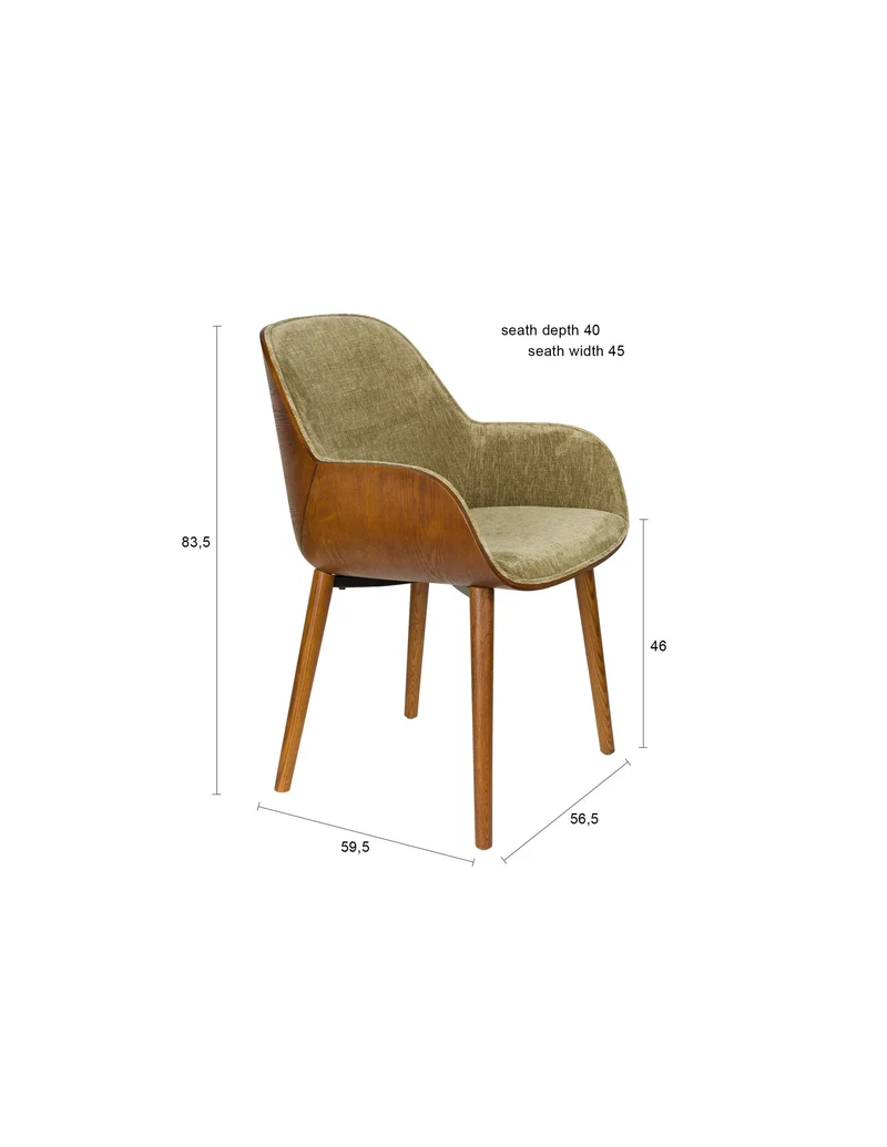 Dutchbone Sessel Taylor – Grün, Polyester, 56,5 × 59,5 × 83,5 cm