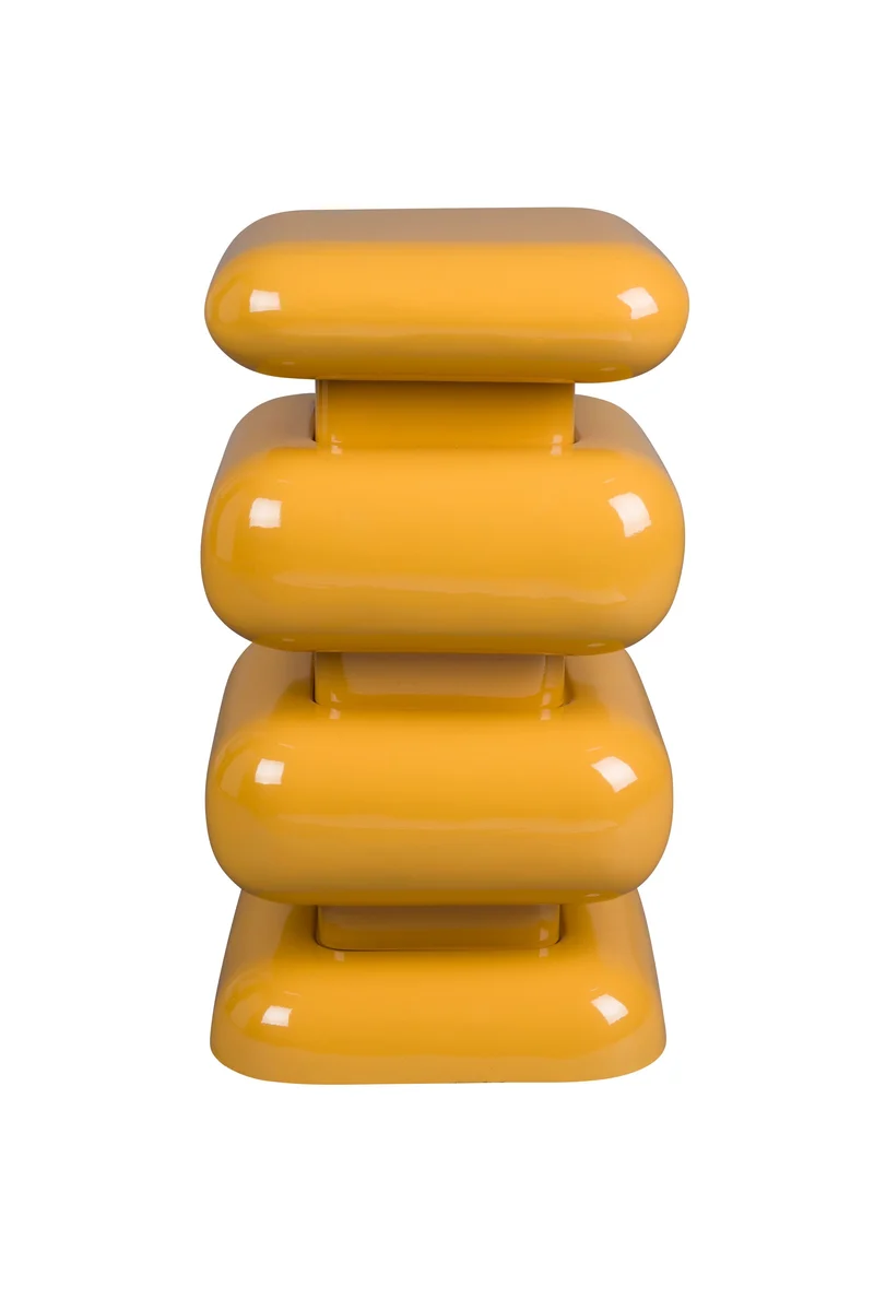Dutchbone Hocker Stubby Ochre – Gelb, Eisen, 29 × 29 × 49 cm