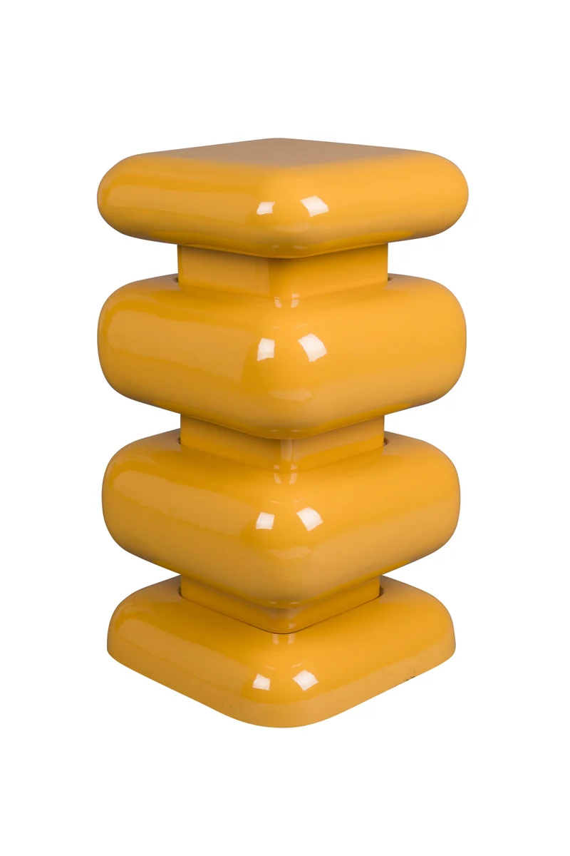 Dutchbone Hocker Stubby Ochre – Gelb, Eisen, 29 × 29 × 49 cm