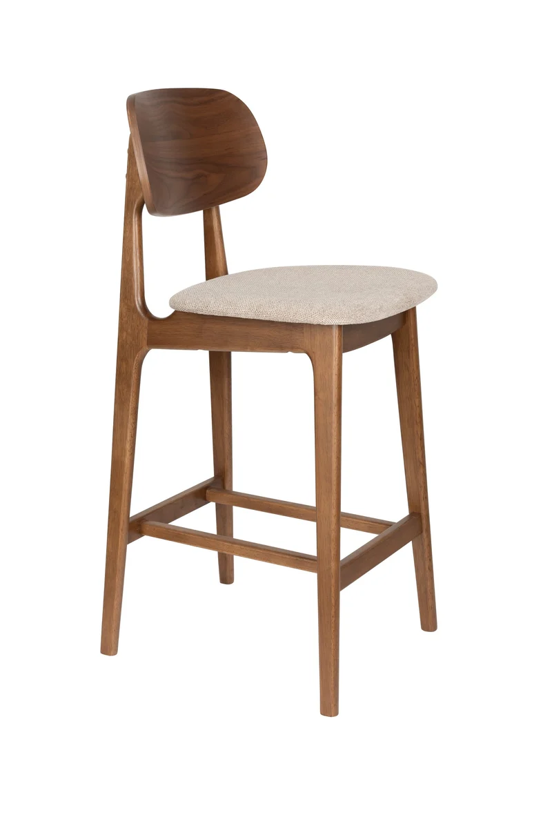 Dutchbone Tresenstuhl Marais Wood – Beige, Polyester, 55,5 × 44,5 × 104 cm, 2er-Set