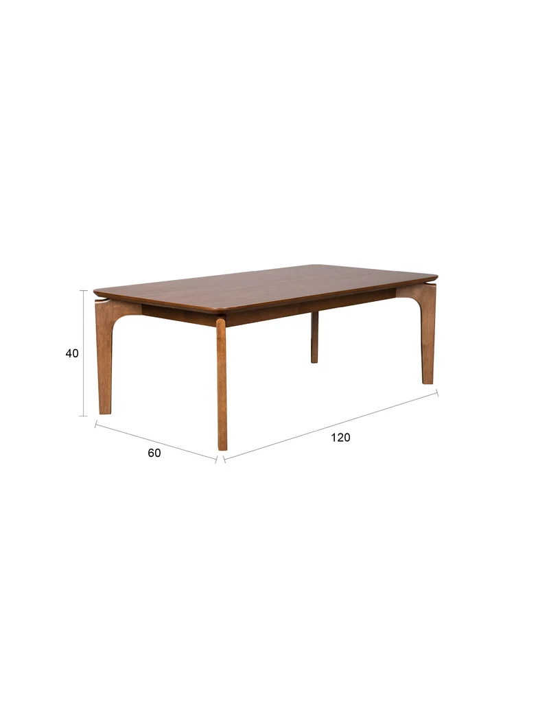 Dutchbone Couchtisch Savone – Braun, Gummibaumholz, 120 × 60 × 40 cm
