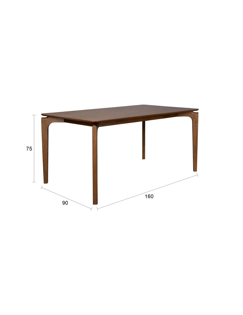 Dutchbone Esstisch Savone – Braun, Gummibaumholz, 160 × 90 × 75 cm