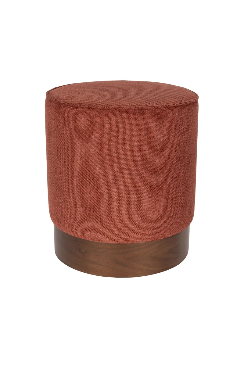 Dutchbone Hocker Bellevue – Rot, Gummibaumholz, 41 × 41 × 46 cm