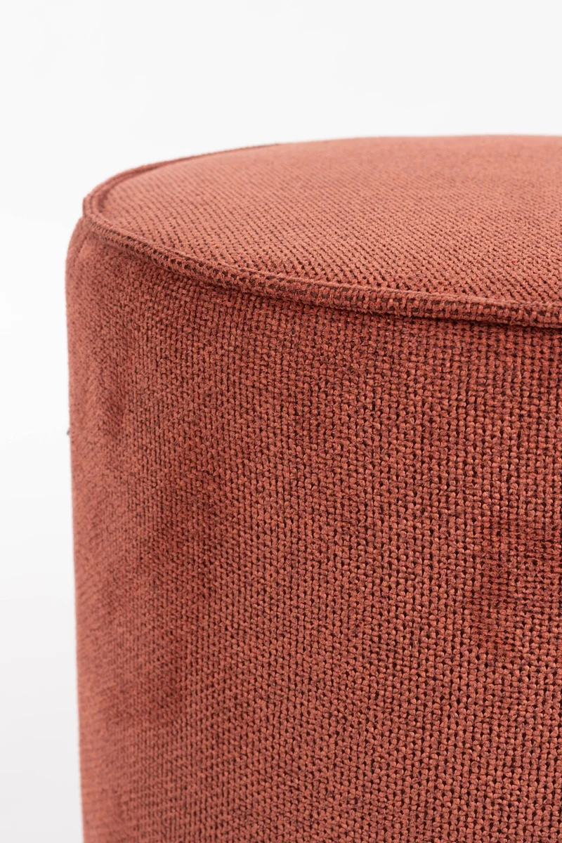 Dutchbone Hocker Bellevue – Rot, Gummibaumholz, 41 × 41 × 46 cm