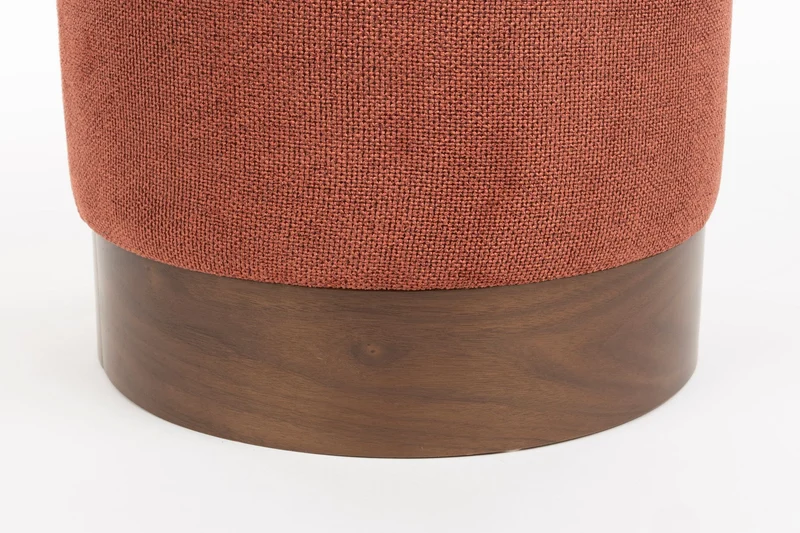Dutchbone Hocker Bellevue – Rot, Gummibaumholz, 41 × 41 × 46 cm