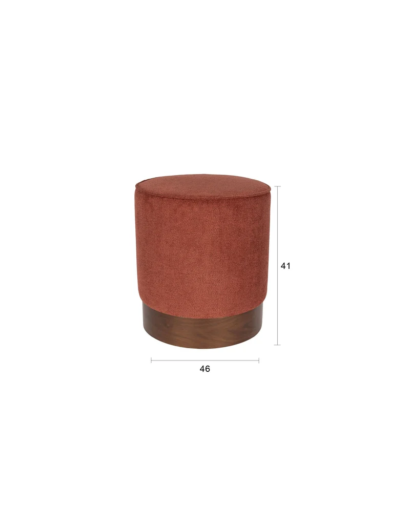 Dutchbone Hocker Bellevue – Rot, Gummibaumholz, 41 × 41 × 46 cm