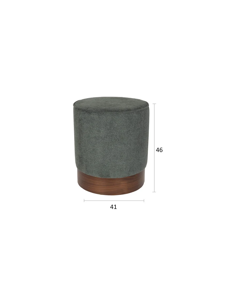 Dutchbone Hocker Bellevue – Grün, Gummibaumholz, 41 × 41 × 46 cm