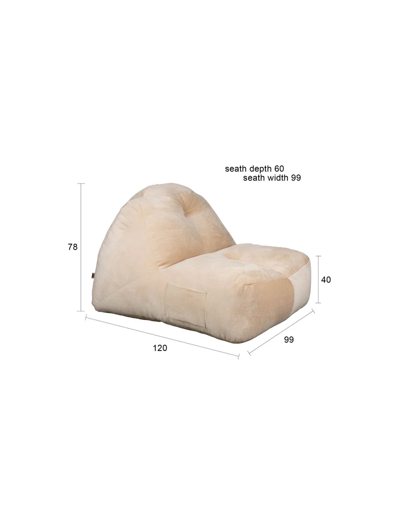 Dutchbone Loungesessel Tombag – Beige, Polyester, 99 × 78 cm