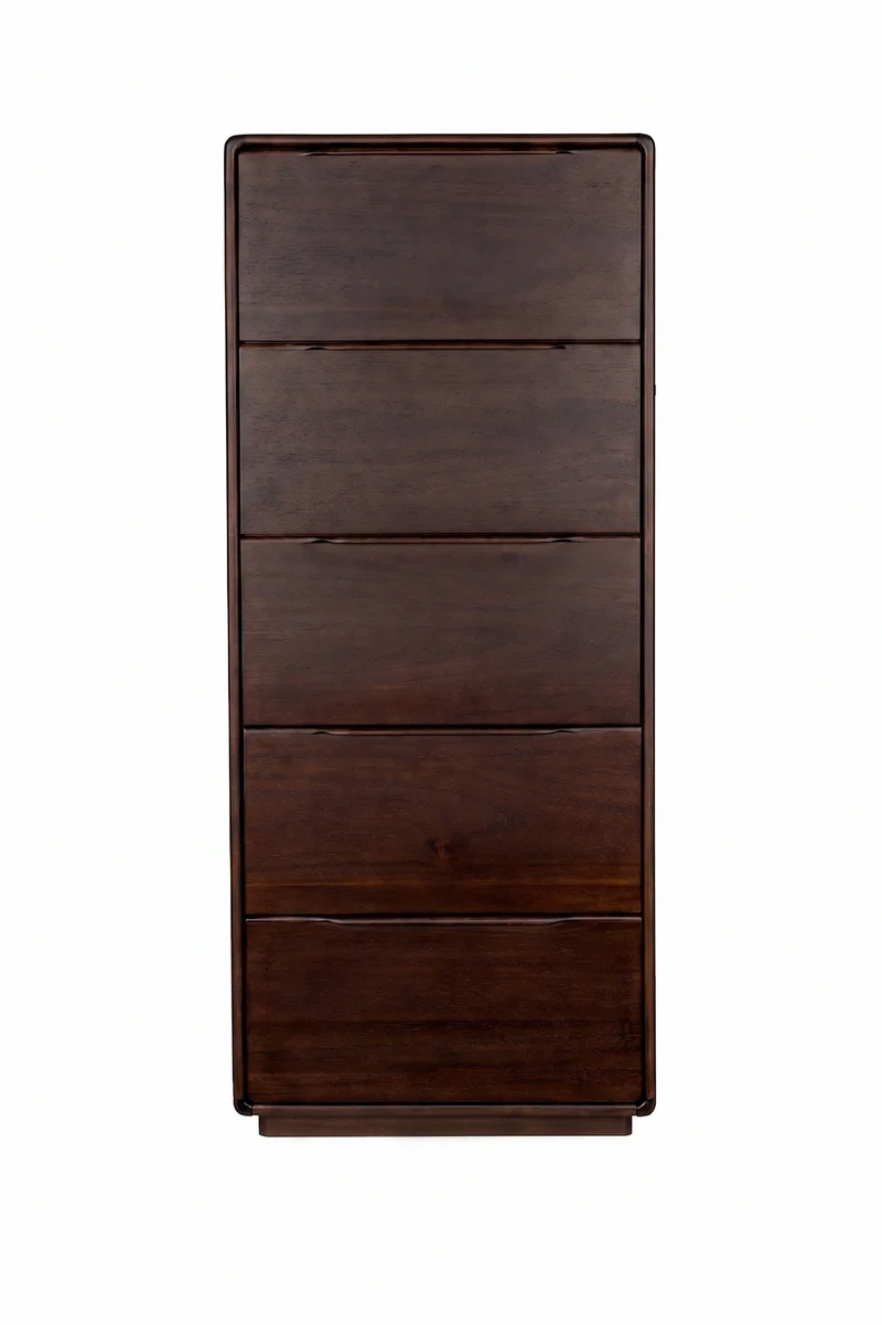 Dutchbone Kommode Elroy – Braun, Akazienfurnier, 45 × 65 × 155 cm