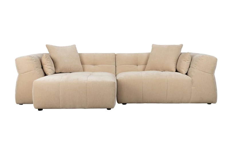 Dutchbone Sofa Hodge Left Chaise Longue – Beige, Polyester, 141 × 278 × 68 cm