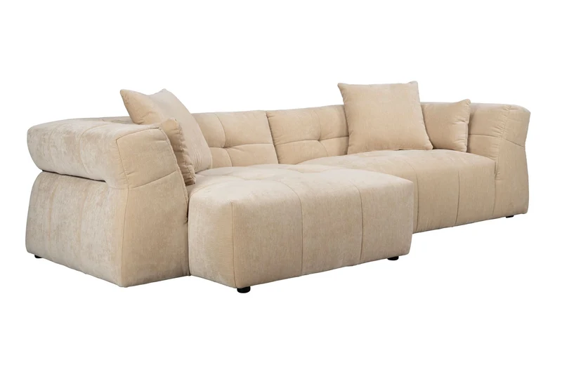 Dutchbone Sofa Hodge Left Chaise Longue – Beige, Polyester, 141 × 278 × 68 cm